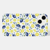 Blue French Country Lemon Pattern Case-Mate iPhone Hülle (Rückseite (Horizontal))
