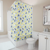 Blue French Country Lemon Pattern Duschvorhang (Beispiel)