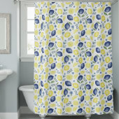 Blue French Country Lemon Pattern Duschvorhang