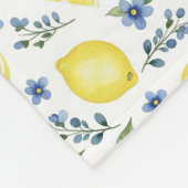 Blue French Country Lemon Pattern Monogram Name Fleecedecke (Ecke)