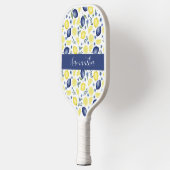Blue French Country Lemon Pattern Name Pickleball Schläger (Links)