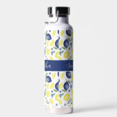 Blue French Country Lemon Pattern Name Trinkflasche (Rechts)