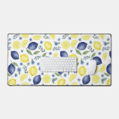 Blue French Country Lemon Pattern Schreibtischunterlage (Tastatur & Maus)