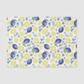 Blue French Country Lemon Pattern Seidenpapier (Vorderseite)