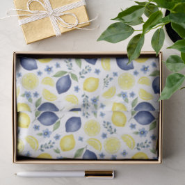 Blue French Country Lemon Pattern Seidenpapier
