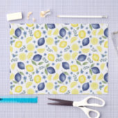 Blue French Country Lemon Pattern Seidenpapier (Handwerk)