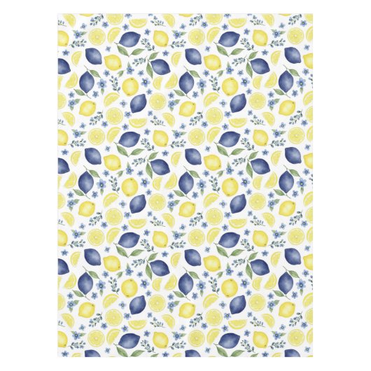 Blue French Country Lemon Pattern Tischdecke (Vorderseite)