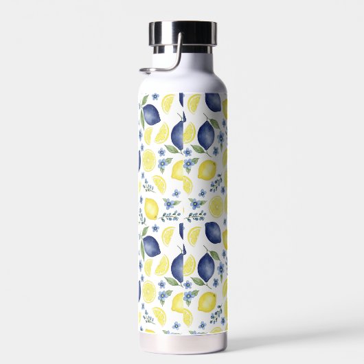 Blue French Country Lemon Pattern  Trinkflasche (Rechts)
