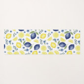 Blue French Country Lemon Pattern Yogamatte (Rückseite (Horizontal))