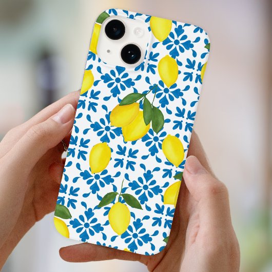 Blue French Country Tile Lemon Pattern  Case-Mate iPhone Hülle