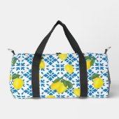 Blue French Country Tile Lemons Pattern Duffle Bag (Vorderseite)