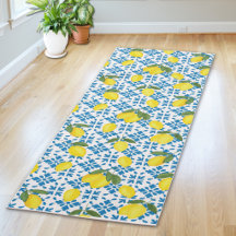 Blue French Country Tile Lemons Pattern
