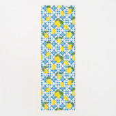 Blue French Country Tile Lemons Pattern Yogamatte (Vorderseite)