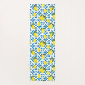 Blue French Country Tile Lemons Pattern Yogamatte (Rückseite)