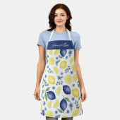 Blue French County Lemon Pattern Monogram Name Schürze (Getragen)