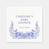 Blue French Floral Boy Baby Dusche Serviette (Vorderseite)