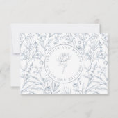 Blue French floral monogram weded RSVP cards (Rückseite)