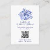 Blue French Floral Registry Brautparty Begleitkarte (Vorderseite)