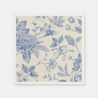 Blue French Floral Toile Serviette