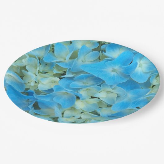 Blue French Hydrangea Floral Pappteller (Schrägansicht)
