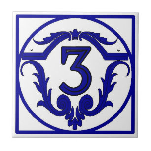 Blue French Letter House Number Tiles Fliese