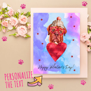 Blue French Mastiff Valentine's Day Gift Dog Feiertagspostkarte