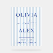 Blue French Personalized Wedding Acrylschild (Vorderseite)