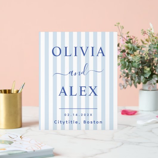 Blue French Personalized Wedding Acrylschild (Hochzeit)