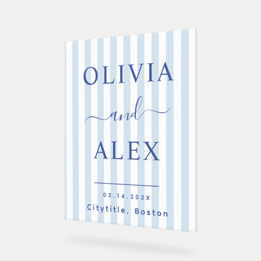 Blue French Personalized Wedding Acrylschild (Winkel)