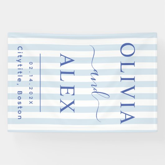 Blue French Personalized Wedding Banner (Horizontal)