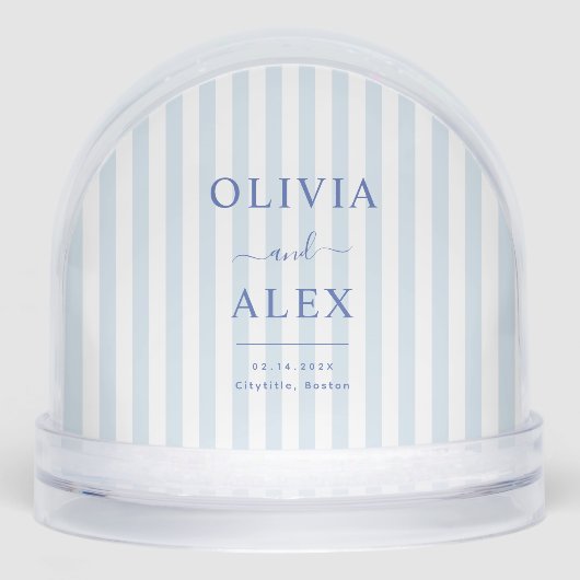 Blue French Personalized Wedding Schneekugeln (Vorderseite)