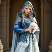 Blue French Princesse mit weißem Hund Seidenpapier