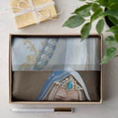 Blue French Princesse mit weißem Hund Seidenpapier (Geschenk)