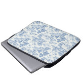 Blue French Style Toile de Jouy Romantische Elegan Laptopschutzhülle (Vorne Knopf)