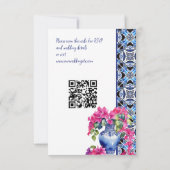 Blue French Tiles Bougainvillea RSVP Karte (Rückseite)