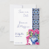 Blue French Tiles Bougainvillea Save The Date (Vorderseite)