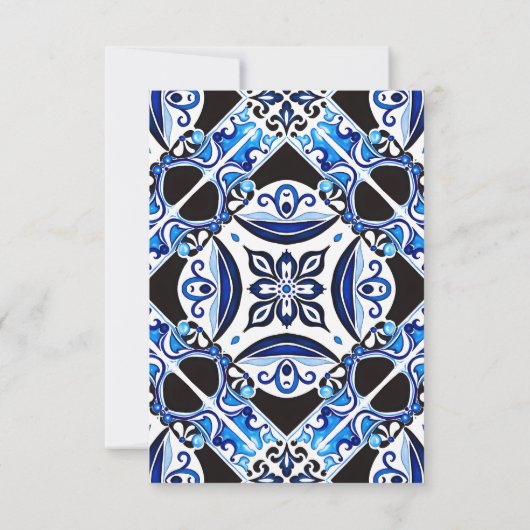 Blue French Tiles Bougainvillea Save The Date (Rückseite)