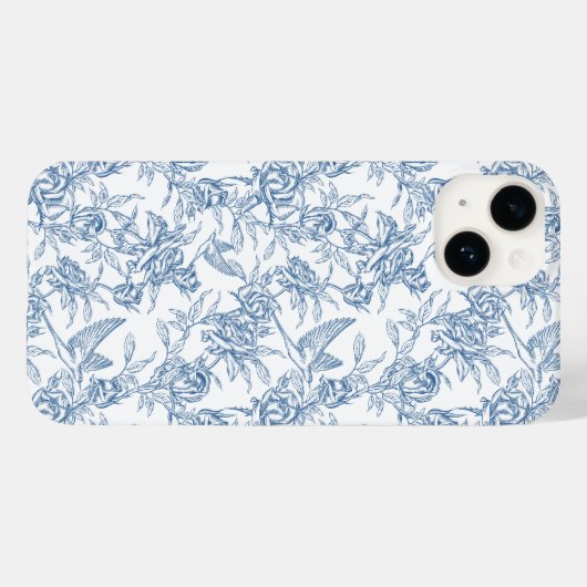 Blue French Toile Case-Mate iPhone Hülle (Rückseite (Horizontal))