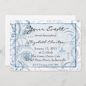 Blue French Toile Custom Invits Version 2 Einladung (Vorne/Hinten)