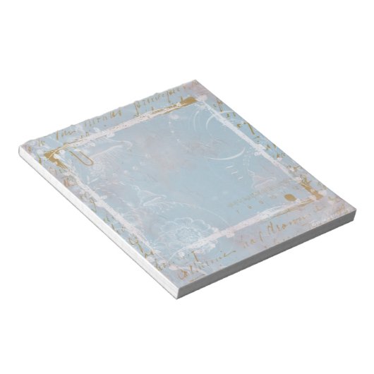 Blue French Toile Elegante Notepad Scratch Pad Notizblock (angewinkelt)