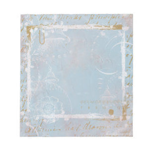 Blue French Toile Elegante Notepad Scratch Pad Notizblock
