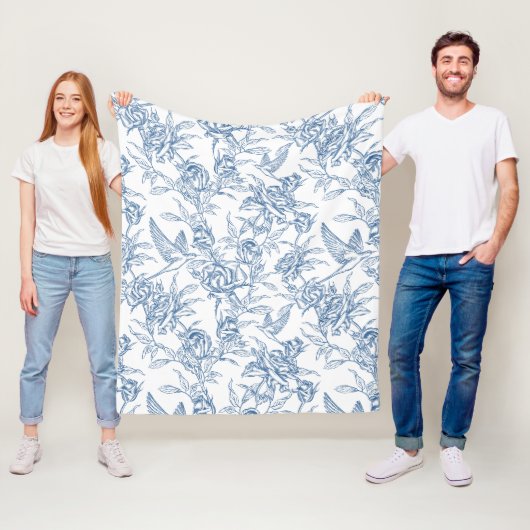Blue French Toile Fleecedecke (Beispiel)