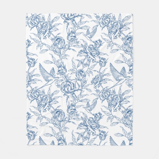Blue French Toile Fleecedecke (Vorderseite)