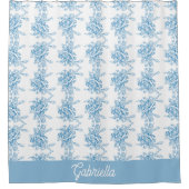 Blue French Toile Floral Pattern Name Duschvorhang (Vorderseite)
