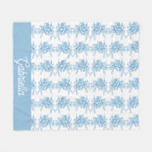 Blue French Toile Floral Pattern Name Fleecedecke (Vorderseite (Horizontal))
