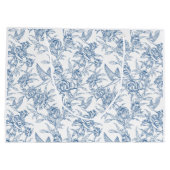 Blue French Toile Große Geschenktüte (Rückseite)