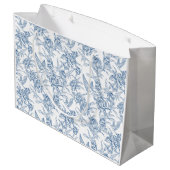 Blue French Toile Große Geschenktüte (Rückseite Schrägansicht)