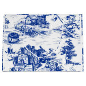 Blue French Toile Große Geschenktüte (Vorderseite)