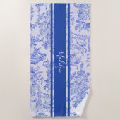Blue French Toile Individuelle Name Strandtuch (Vorderseite)