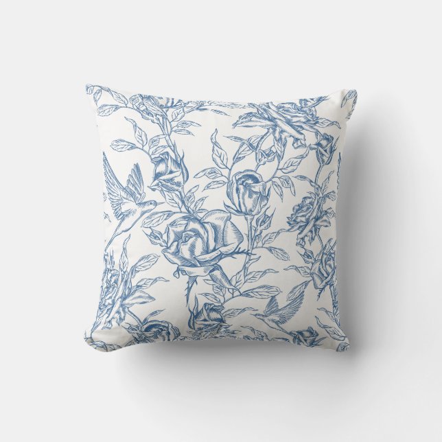 Blue French Toile Kissen (Vorderseite)
